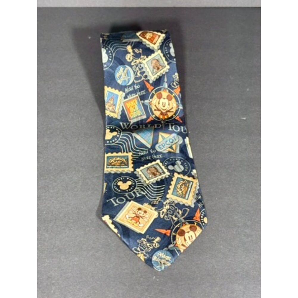 Vintage Mickey Inc Disney World Tour Silk Tie Magic Kingdom Epcot